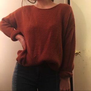 Oversized Burnt Orange Knit Sweater